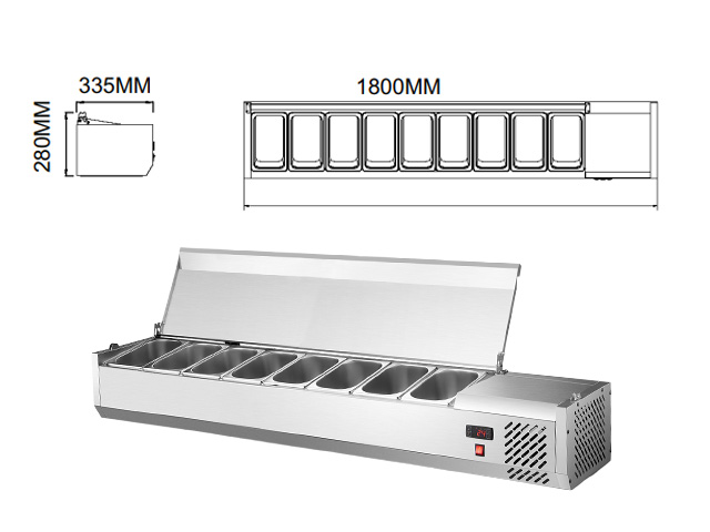 COUNTER TOP SALAD BAR SHOWCASE CTS-CSL1800Z