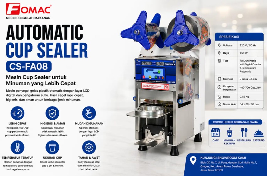 Automatic Cup Sealer CS-FA08: Mesin Cup Sealer untuk Minuman yang Lebih Cepat