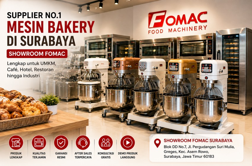 Supplier No.1 Mesin Bakery di Surabaya: Showroom Fomac Hadir untuk UMKM hingga Industri